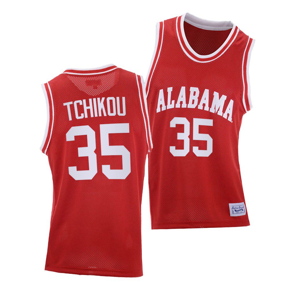 Men's Alabama Crimson Tide Alex Tchikou #35 2021 Red Throwback NCAA College Basketball Jersey